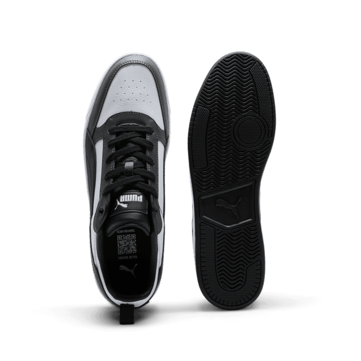PUMA Dribble Sneakers in White/Black/Shadow Grey Angle 0