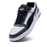 PUMA Dribble Sneakers in White/Black/Shadow Grey Angle 2