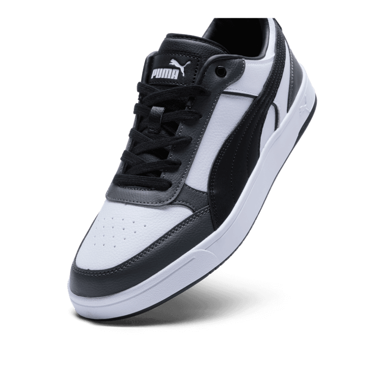PUMA Dribble Sneakers in White/Black/Shadow Grey Angle 2