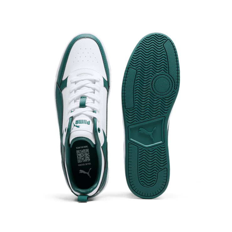 PUMA Dribble Sneakers in White/Malachite Angle 0