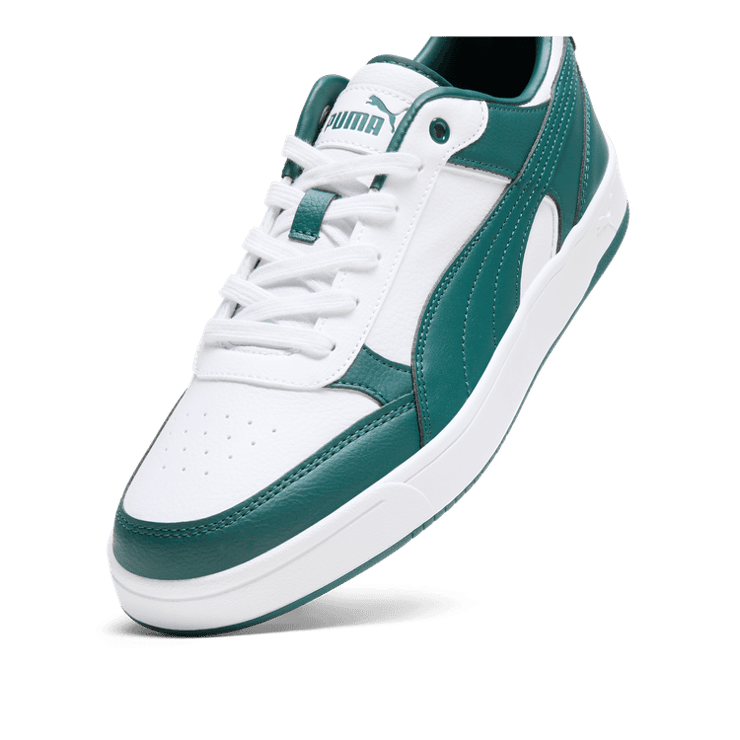 PUMA Dribble Sneakers in White/Malachite Angle 2