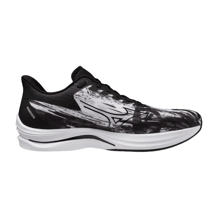 Mizuno Wave Rebellion Sonic White Black Paint Stroke Angle 0