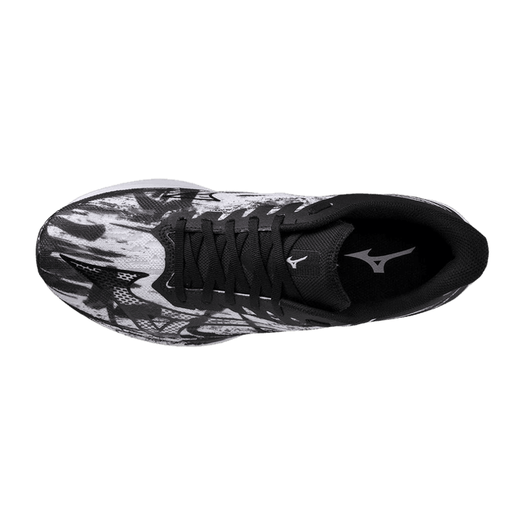 Mizuno Wave Rebellion Sonic White Black Paint Stroke Angle 2