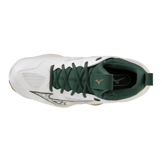 Mizuno Wave Momentum 3 White Green Gold Angle 2