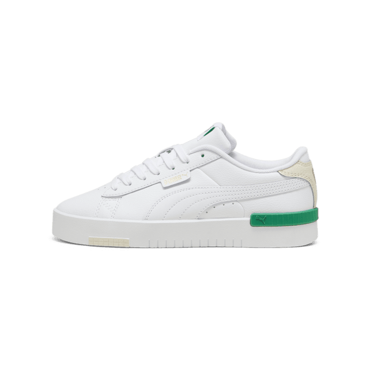 PUMA Jada Renew Sneakers in White/Gold/Archive Green Angle 1