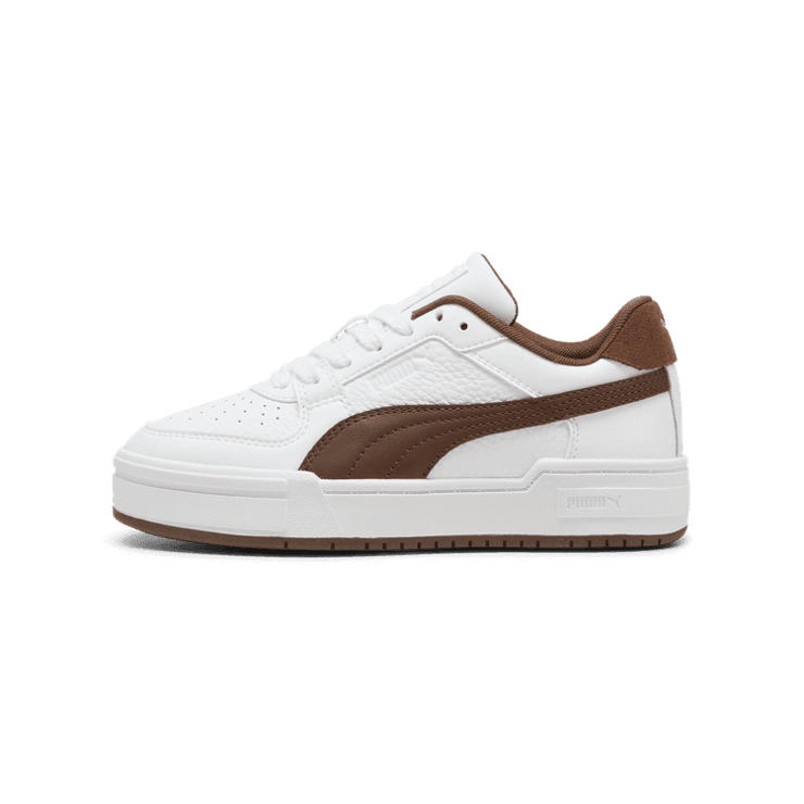 PUMA CA Pro Sneakers in White/Espresso Brown Angle 1