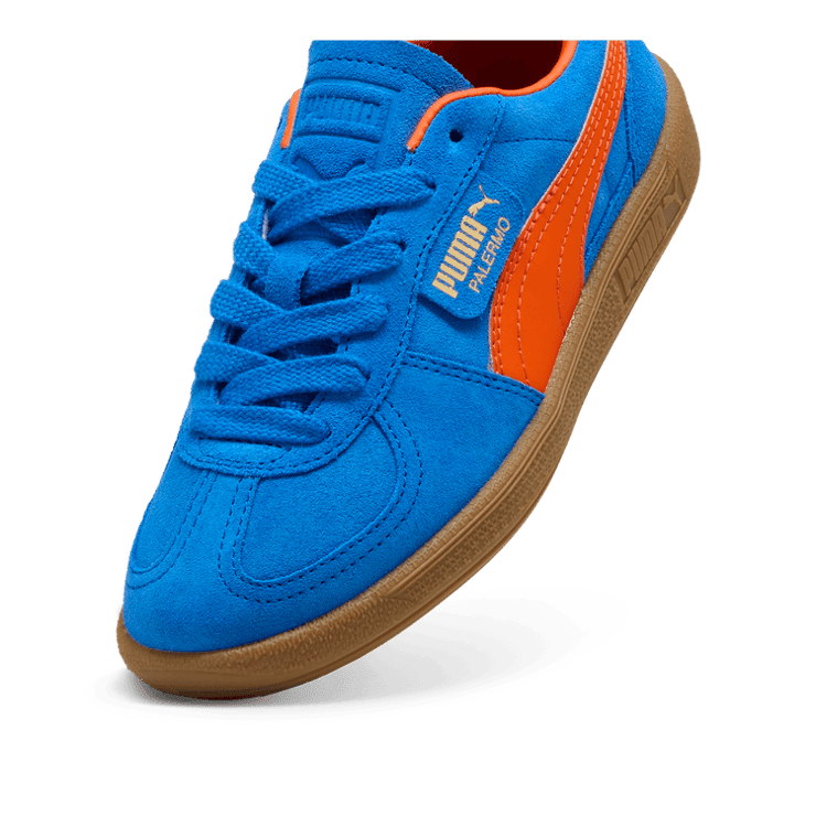 PUMA Palermo Sneakers in Hyperlink Blue/Flame Flicker/Gum (GS) Angle 2