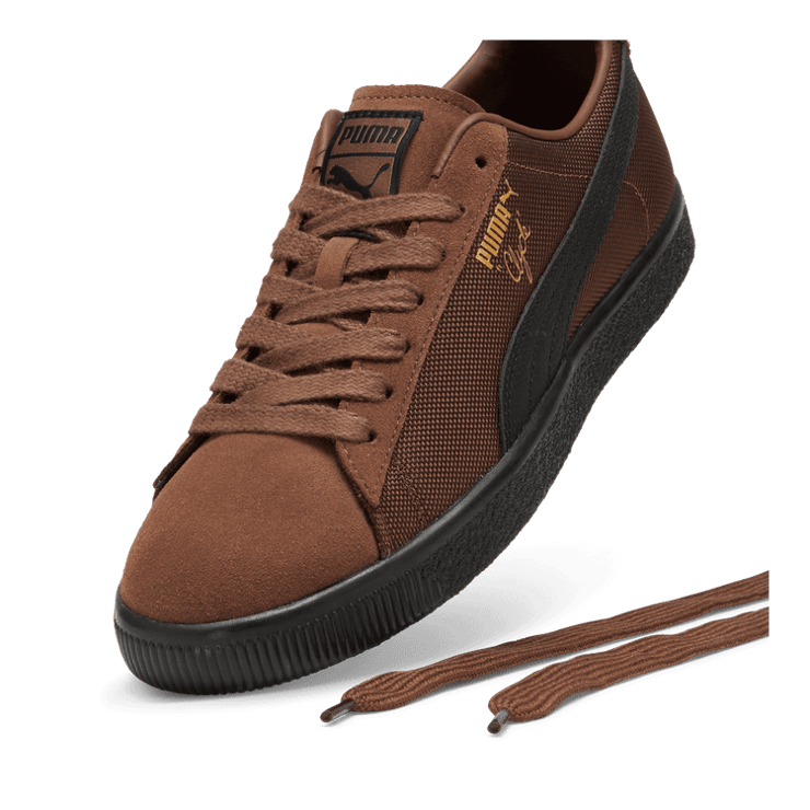 PUMA Clyde Soph Sneakers in Espresso Brown/Black Angle 2