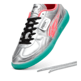 PUMA Palermo New Gen Footy Sneakers in Silver/Sparkling Green Angle 2