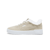 PUMA Carina 2.0 Teddy Suede Sneakers in Desert Dust/Desert Dust/White Angle 1