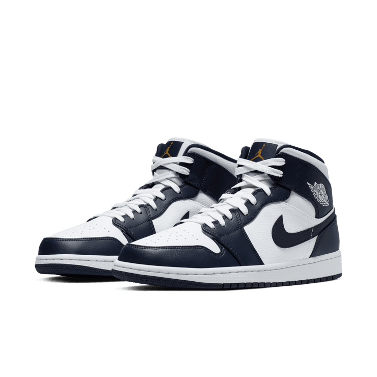 Jordan 1 Mid White Metallic Gold Obsidian Angle 2