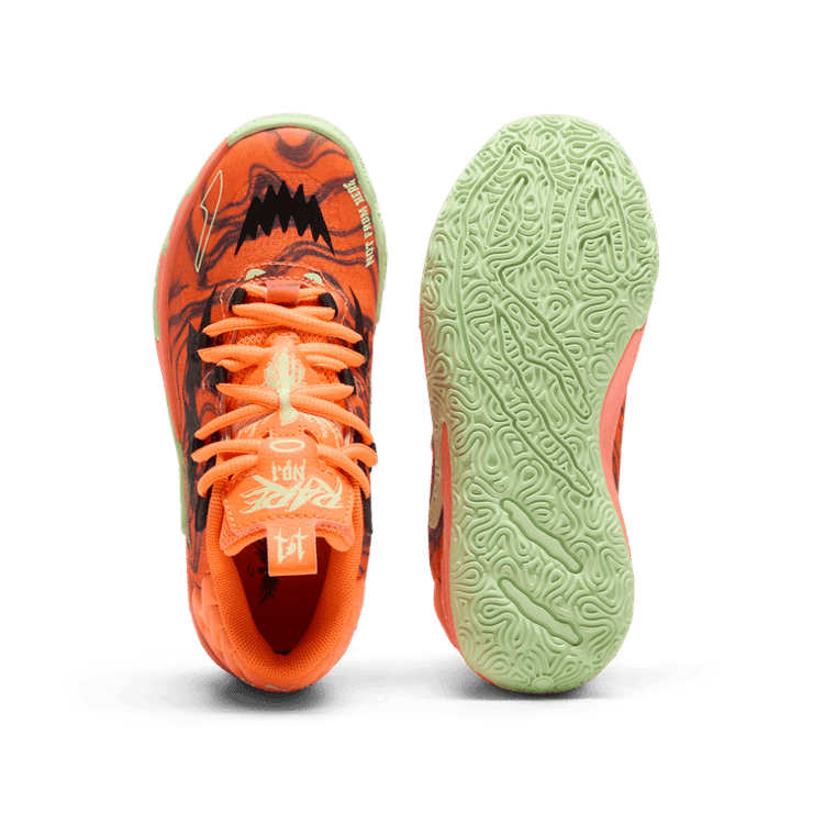 PUMA x LAMELO BALL MB.03 Halloween Basketball in Fluro Orange Pes/Black (PS) Angle 0
