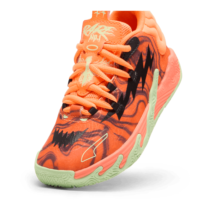 PUMA x LAMELO BALL MB.03 Halloween Basketball in Fluro Orange Pes/Black (PS) Angle 2