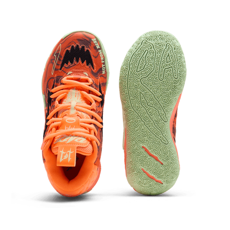 PUMA x LAMELO BALL MB.03 Halloween Basketball in Fluro Orange Pes/Black (GS) Angle 0