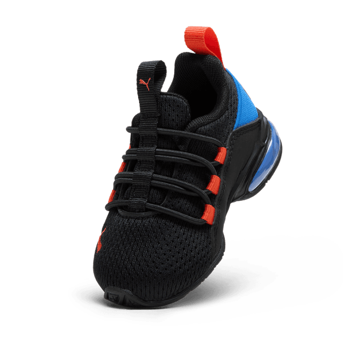 PUMA Axelion M in Black/Redmazing/Hyperlink Blue (TD) Angle 2