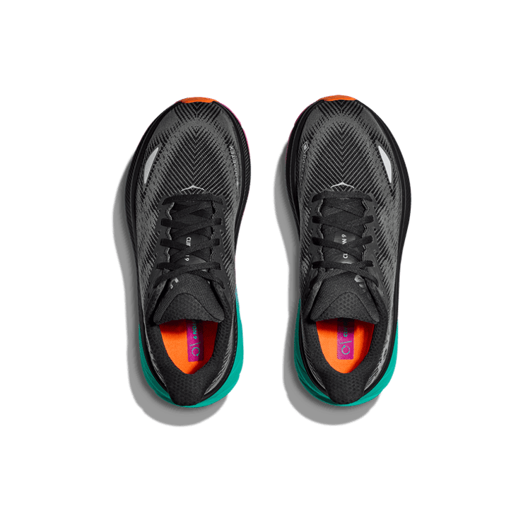 Hoka One One Clifton 9 Gore-Tex Black Electric Aqua Angle 0