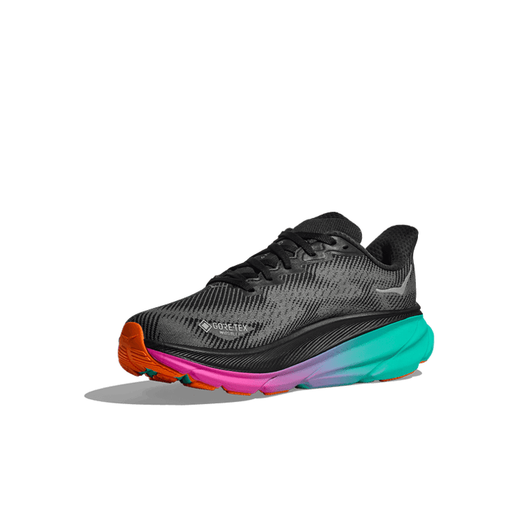 Hoka One One Clifton 9 Gore-Tex Black Electric Aqua Angle 1