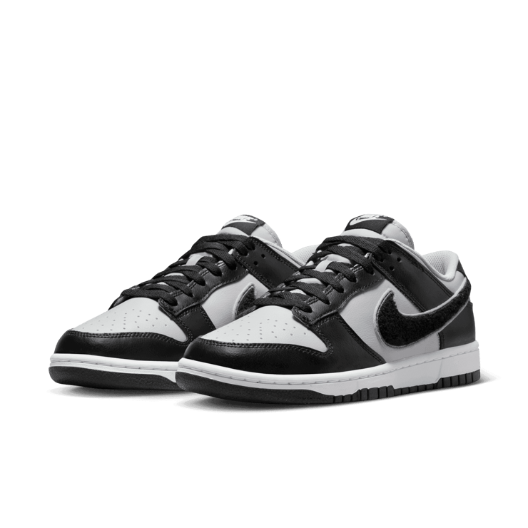 Nike Dunk Low Chenille Swoosh Black Grey Angle 2