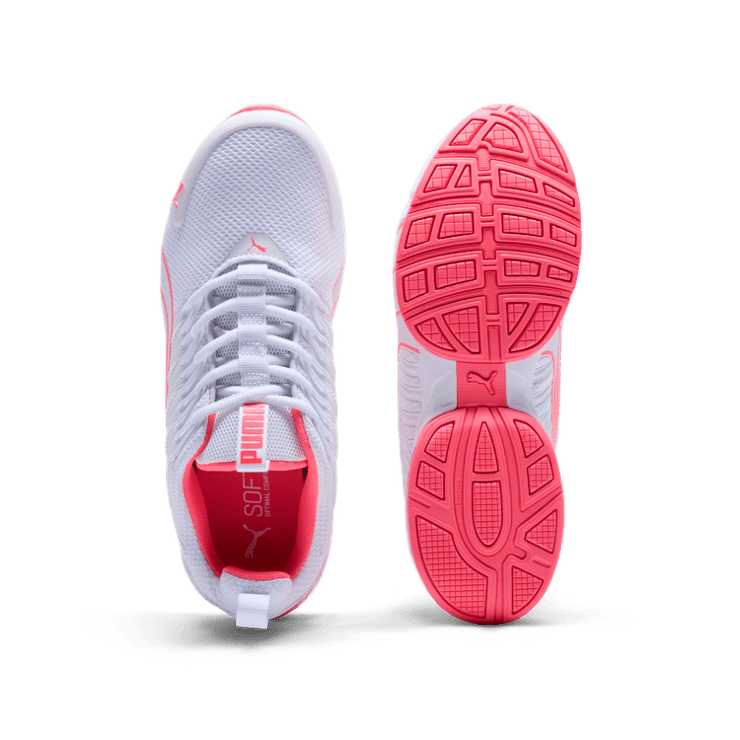 PUMA Voltaic Evo Wide in White/Sunset Glow Angle 0