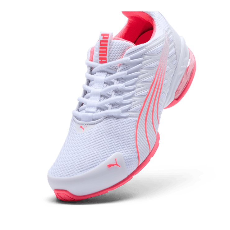 PUMA Voltaic Evo Wide in White/Sunset Glow Angle 2