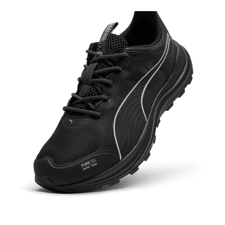 PUMA Reflect Lite Trail PTX in Black/Silver/Cool Dark Grey Angle 2