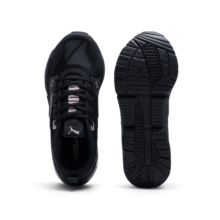 PUMA LQDCELL Optic Evo Sneakers in Black/Rose Gold Angle 0