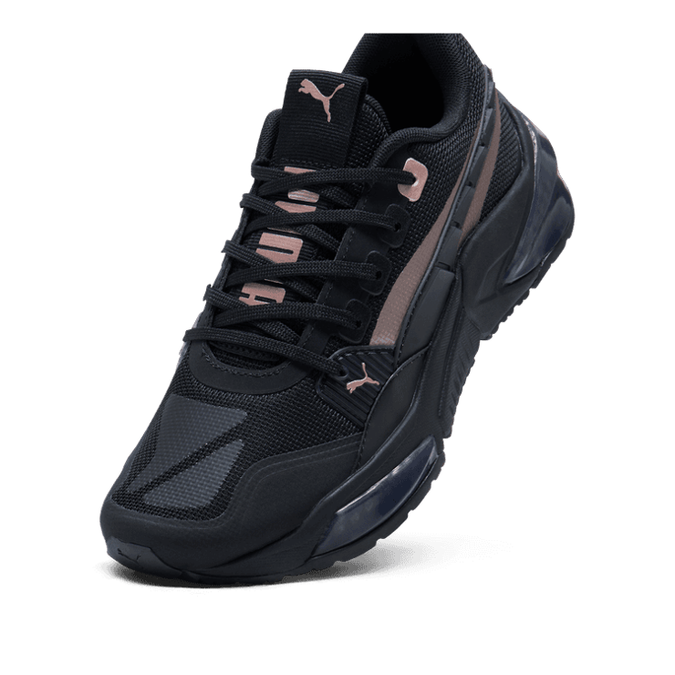 PUMA LQDCELL Optic Evo Sneakers in Black/Rose Gold Angle 2