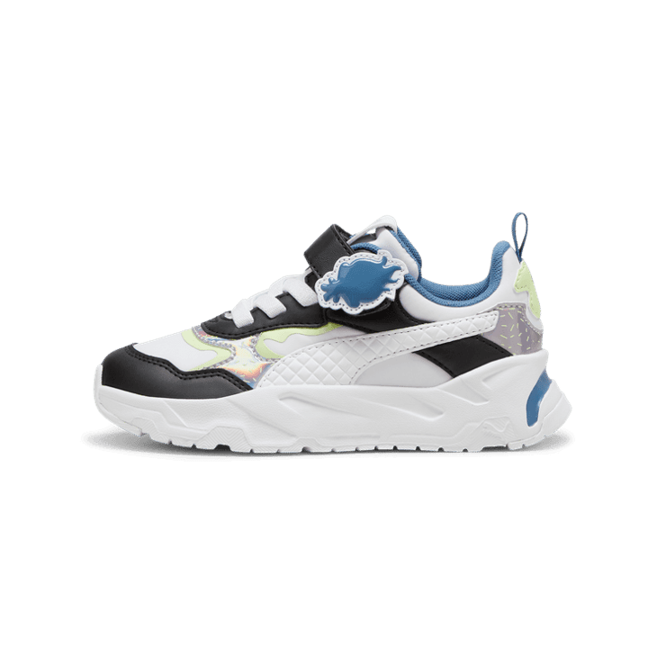 PUMA x TROLLS Trinity Sneakers in White/Black/Cool Cucumber (PS) Angle 1