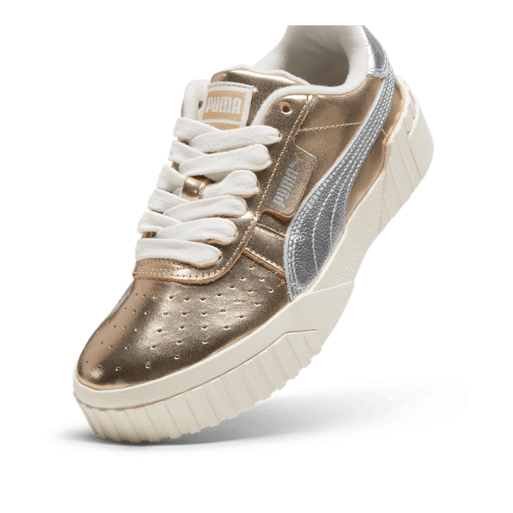 PUMA Cali Mixed Metals Sneakers in Gold/Silver/Black (GS) Angle 2