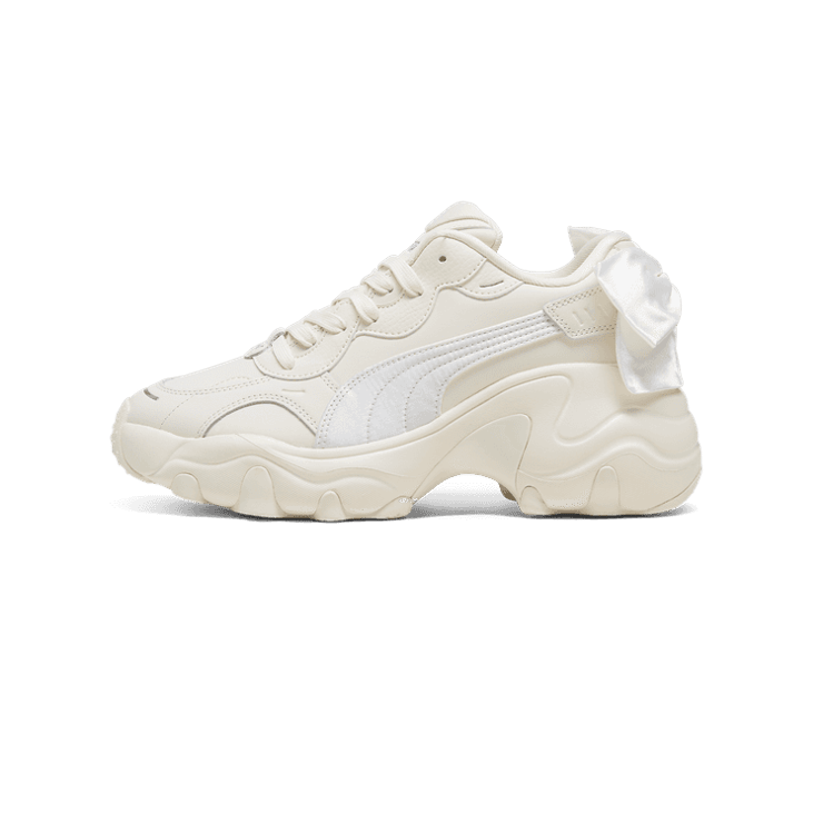 PUMA Pulsar Wedge Bowknot Sneakers in Frosted Ivory/Silver Angle 1