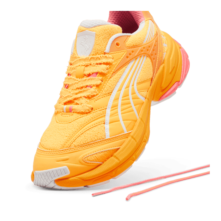 PUMA Scuderia Ferrari Neon Energy Velophasis Sneakers in Sun Stream Angle 2