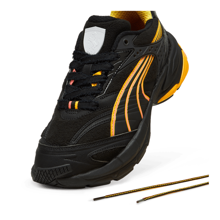 PUMA Scuderia Ferrari Neon Energy Velophasis Sneakers in Black Angle 2