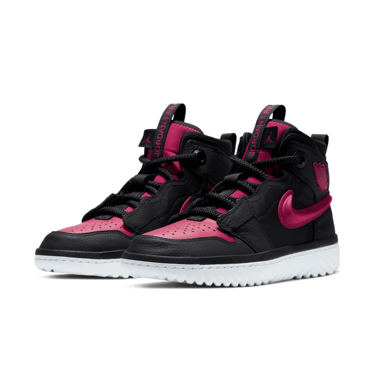 Jordan 1 High React Black Noble Red Angle 2