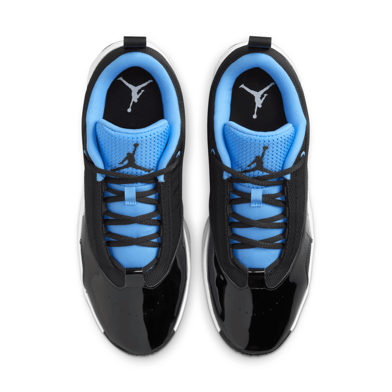 jordan max aura 2 black white university blue