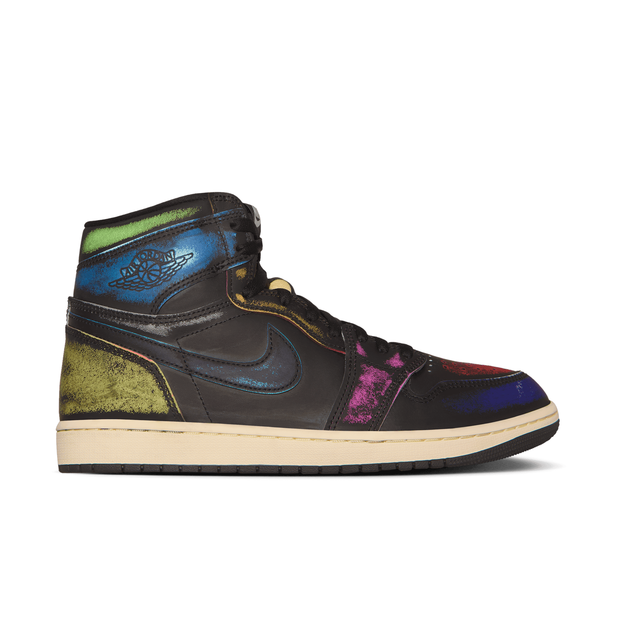 black jordans with rainbow