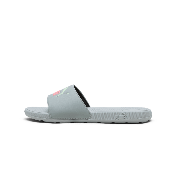 PUMA Cool Cat 2.0 Slides in Cool Mid Grey/Passionfruit/Fresh Mint Angle 0