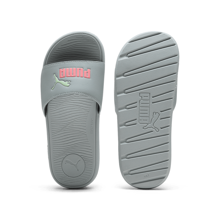 PUMA Cool Cat 2.0 Slides in Cool Mid Grey/Passionfruit/Fresh Mint Angle 1