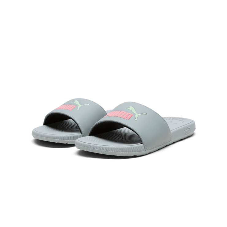 PUMA Cool Cat 2.0 Slides in Cool Mid Grey/Passionfruit/Fresh Mint Angle 5