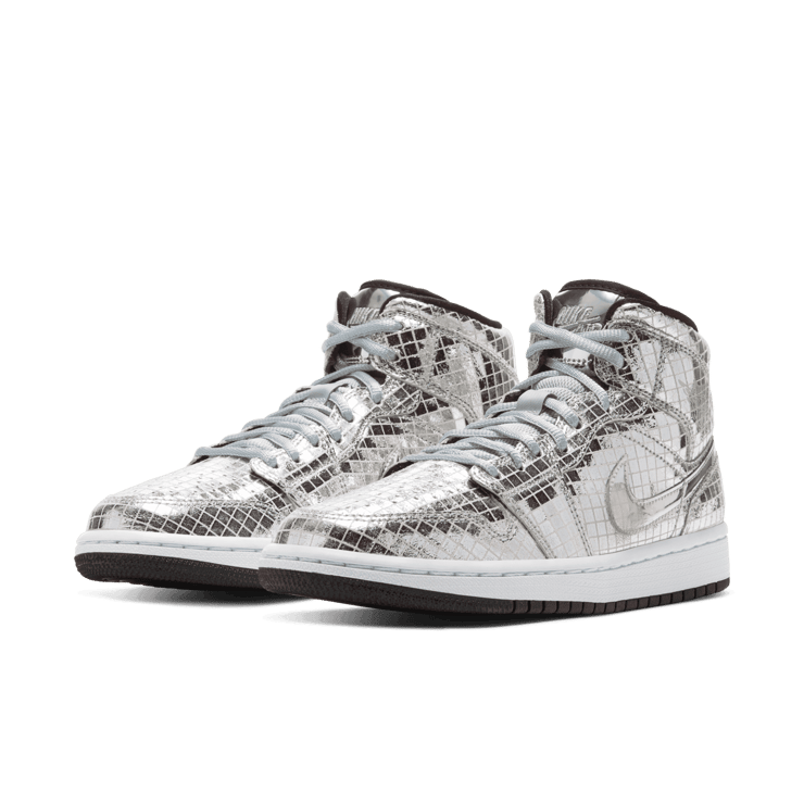 Jordan 1 Mid SE Disco Metallic Silver (W) Angle 2