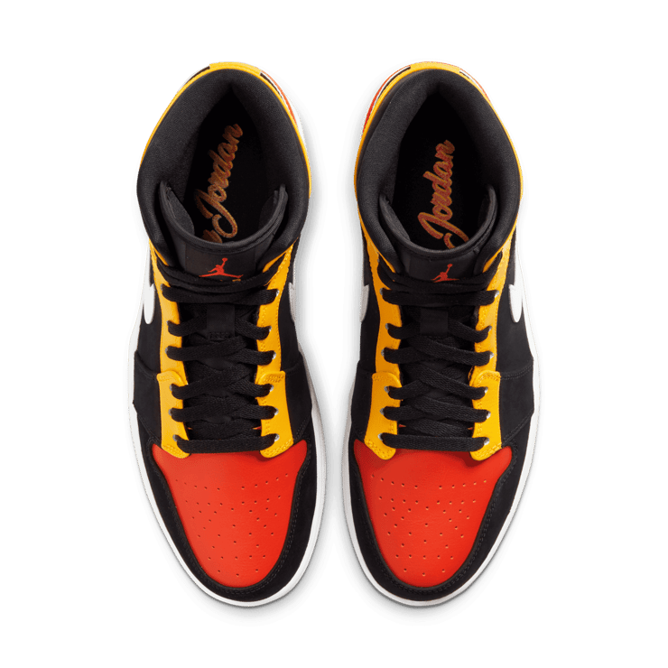 Jordan 1 Mid Black Amarillo Orange Angle 1