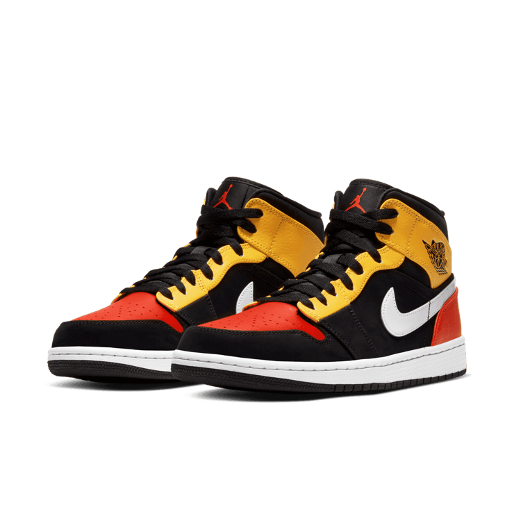 Jordan 1 Mid Black Amarillo Orange Angle 2