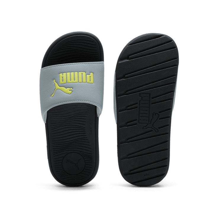 PUMA Cool Cat 2.0 Sandals in Cool Mid Grey/Lime Sheen/Black (GS) Angle 0