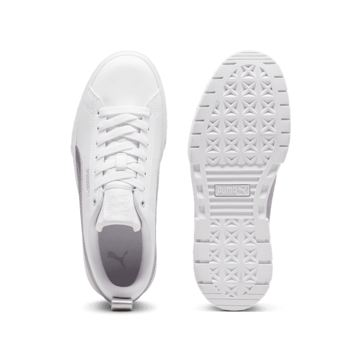 PUMA Mayze Glow-Up Sneakers in White/Feather Grey Angle 0