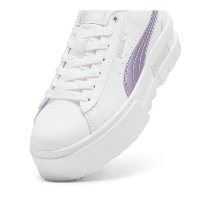 PUMA Mayze Glow-Up Sneakers in White/Feather Grey Angle 2