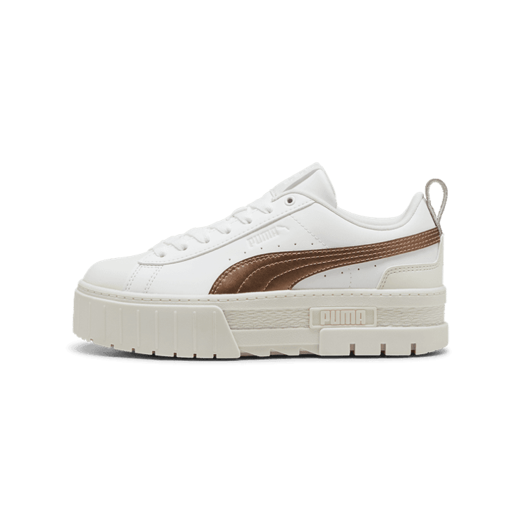 PUMA Mayze Glow-Up Sneakers in White/Vapor Grey Angle 1