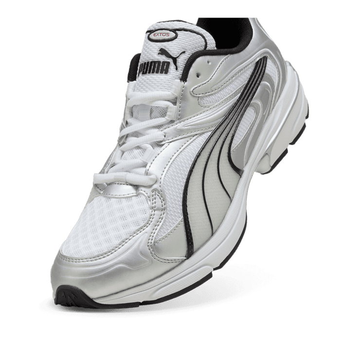 PUMA Extos Millennium Sneakers in White/Silver Angle 2