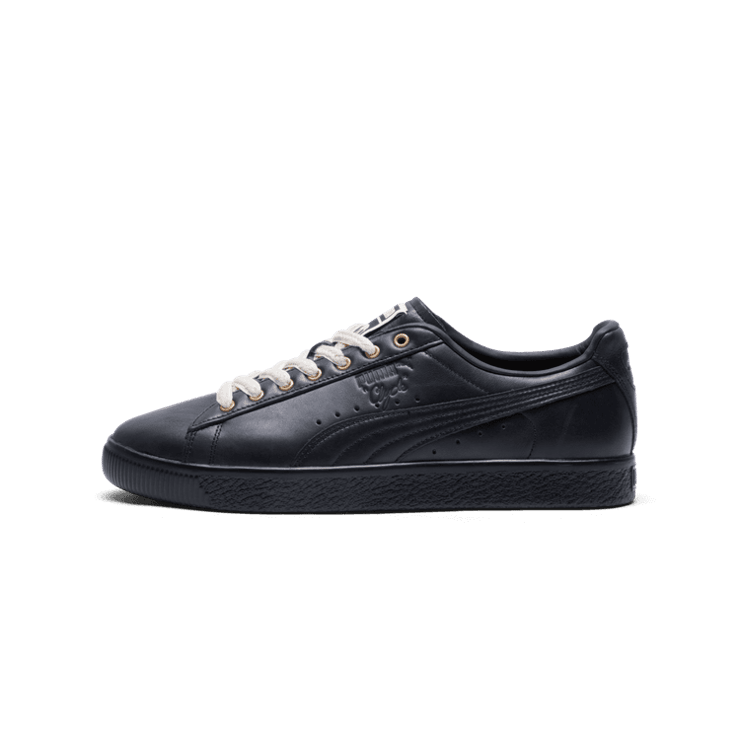 PUMA x THE BROOKLYN CIRCUS Clyde Sneakers in Black/Light Sand/Gold Angle 1