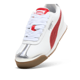 PUMA Roma 24 Holiday Glitz Sneakers in White/For All Time Red/Silver (GS) Angle 2
