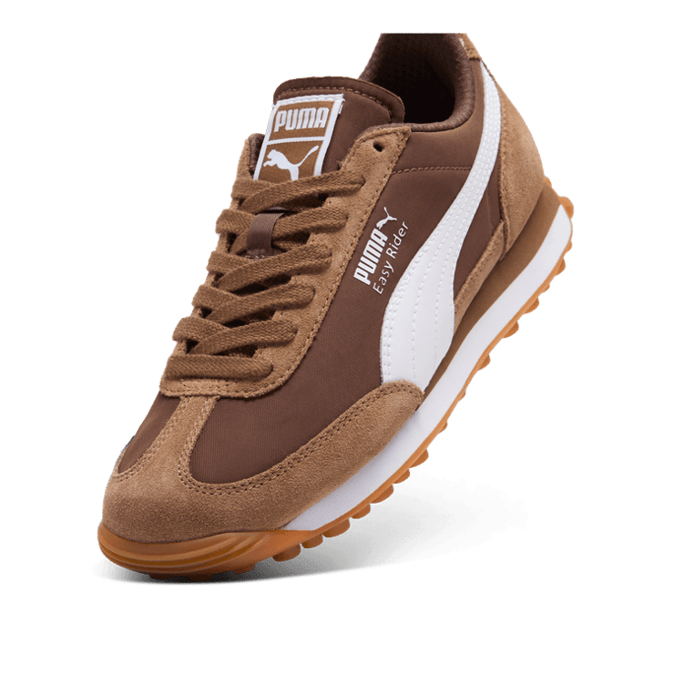 PUMA Easy Rider SN Sneakers in Haute Coffee/White/Espresso Brown (GS) Angle 2