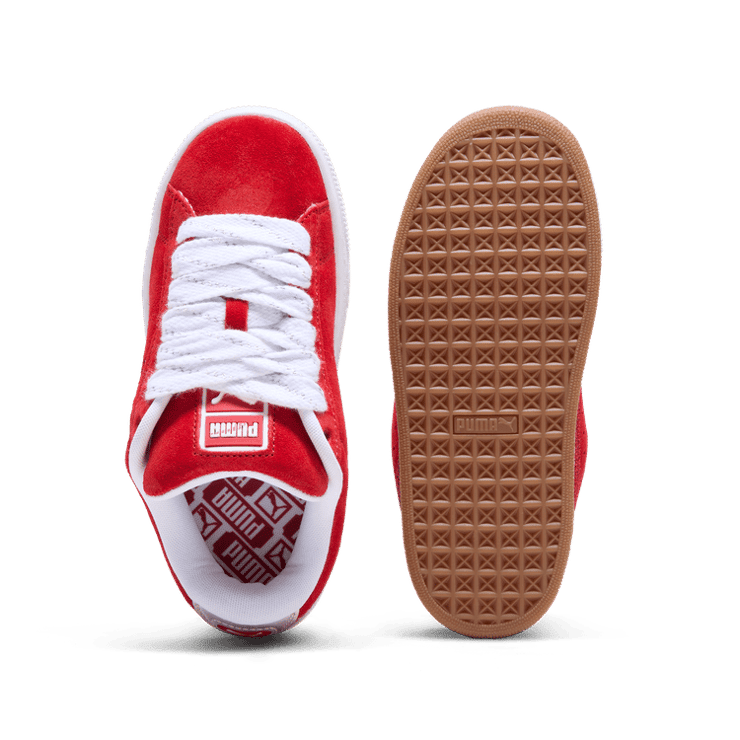 PUMA Suede XL Holiday Glitz Sneakers in For All Time Red/White/Silver (GS) Angle 0